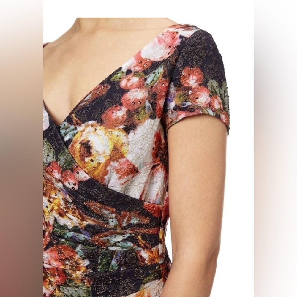 Adrianna Papell Floral V-Neck Dress - Picture 2 of 6